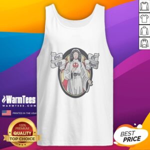 Original Princess Leia from Star Wars on Our Lady of Hope tank top, celebrating iconic sci-fi fashion and fandom.