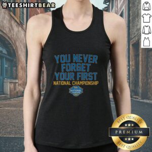 UCLA Bruins WBB 'You Never Forget Your First National Championship 2026' tank top featuring bold team colors and logo.