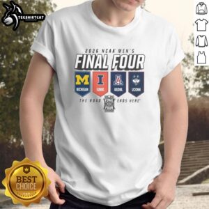 Alt Text: 2026 Men's Final Four T-Shirt featuring 'The Road Ends Here' design for fans of college basketball teams.