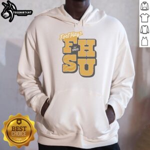 Good Fort Hays Est 1902 gold hoodie featuring a stylish design, perfect for casual wear and school spirit.