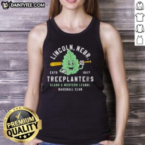 Vintage tank top featuring Nice Lincoln Treeplanters Nebraska baseball team, defunct since 1907, showcasing classic design.