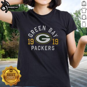 Original Green Bay Packers Heritage Print Ladies Tee featuring vintage team logo and stylish design for fans.