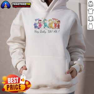 Alt Text: Awesome Snoopy Peanuts and Friends hoodie featuring the fun phrase 'Hey Baby Uh Ah' in vibrant colors.