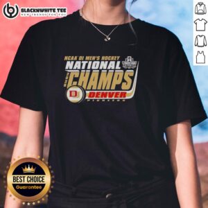 Alt Text: Premium Denver Pioneers 2026 NCAA Frozen Four Men's Ice Hockey National Champions Bracket Ladies Tee design.