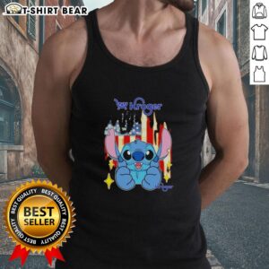 Alt Text: Pretty stitch design on a Kroger USA flag tank top, perfect for patriotic summer outfits and casual wear.