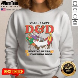 Alt Text: Funny sweatshirt featuring the phrase Yeah I Love DD with graphics of beers and dogs, perfect for dog lovers.