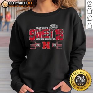 Top Nebraska Cornhuskers Sweet 16 2026 Men's March Madness sweatshirt featuring team colors and logo.