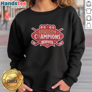 Premium Denver Pioneers 2026 NCAA Frozen Four men's ice hockey national champions sweatshirt showcased on a neutral background.