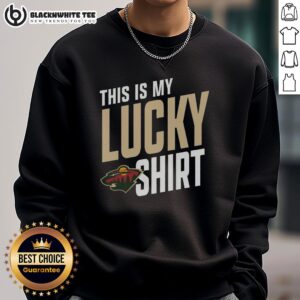 Cozy Minnesota Wild sweatshirt with a lucky charm design, perfect for game day and showing team spirit.