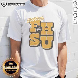 Nice Fort Hays Est 1902 gold t-shirt featuring a stylish design and vibrant color, perfect for alumni and fans.