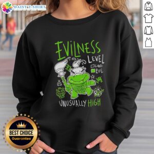 Baby Bowser sweatshirt featuring high evilness level design, perfect for fans of Nintendo and unique gaming apparel.