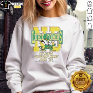 Alt Text: Exclusive Notre Dame sweatshirt featuring Luke Combs design, perfect for fans and stylish comfort.