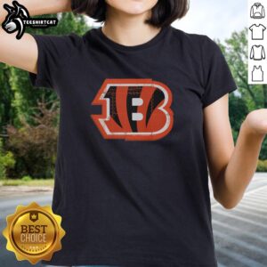 Stylish Cincinnati Bengals rivet logo ladies tee, perfect for fans showcasing team spirit and fashion.