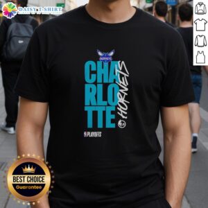 Charlotte Hornets Playoff NBA 2026 T-shirt featuring vibrant team colors and logo, perfect for game day apparel.