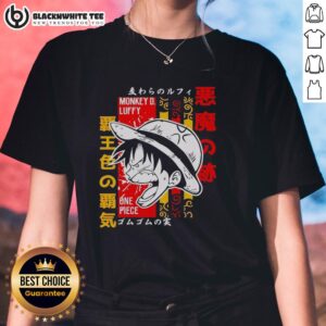 Good Monkey D. Luffy One Piece Anime Graphic Ladies Tee featuring vibrant design and stylish fit for fans.