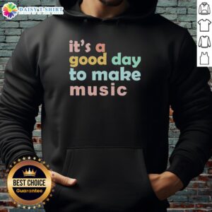 Dynamic hoodie featuring 'Hot It's a Good Day to Make Music' design, perfect for music lovers and cozy style.