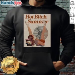 Vintage poster hoodie featuring 'Official Hot Bitch Summer' design, perfect for summer fashion and casual wear.