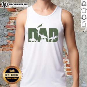 Funny Nice Dinosaur Dad Father's Day tank top featuring a playful dino design, perfect gift for dinosaur-loving dads.