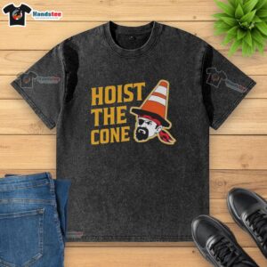 Premium Hoist The Cone Pirates washed t-shirt featuring a vibrant graphic design and soft, comfortable fabric.