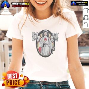 Top Princess Leia from Star Wars Our Lady of Hope ladies tee featuring iconic character design and vibrant colors.