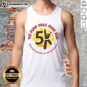 Pretty The Pump Price Panic Run Tank Top featuring a stylish design for eco-conscious runners and activists.