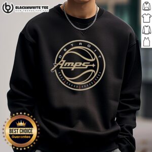 Alt Text: Awesome Detroit Amps Basketball 3x3 Big3 logo sweatshirt featuring vibrant design and comfortable fit.