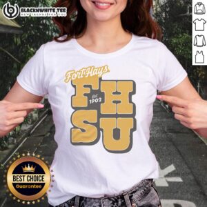 Nice Fort Hays Est 1902 Gold Ladies Tee featuring a stylish design perfect for casual wear and showcasing local pride.