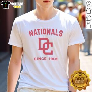 Alt Text: Premium Washington Nationals Cooperstown Duster T-Shirt featuring a stylish design and vintage team logo for fans.