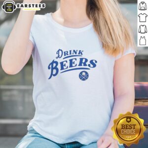 Curved ladies tee featuring Buffalo Sabres hockey design, perfect for enjoying drinks and supporting your team in 2026.