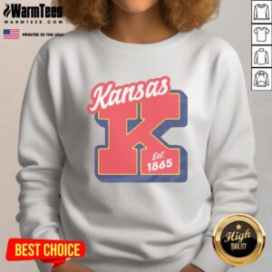 Official Kansas Est 1865 Heather Red Sweatshirt featuring stylish design, perfect for casual wear and showing state pride.