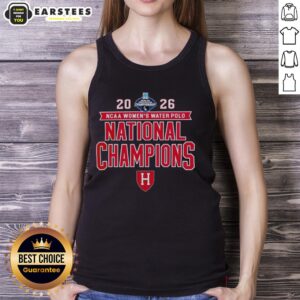 Harvard Crimson victory tank top celebrating the 2026 NCAA Women's Water Polo National Champs in vibrant design.