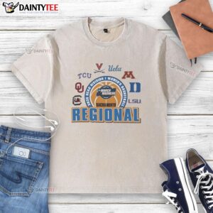 2026 NCAA Division I Women's Basketball Sacramento Regional washed t-shirt featuring vibrant team colors and logo.