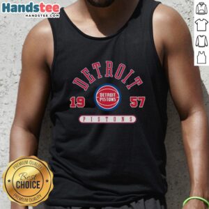 Alt Text: Premium Detroit Pistons Established Gray Tank Top featuring team logo and stylish design for fans and athletes.