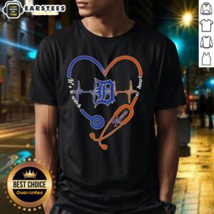 Hot Detroit Tigers Stethoscope Heartbeat T-Shirt showcasing a vibrant design for passionate baseball fans.