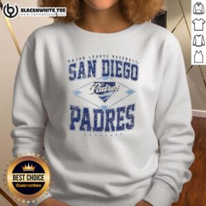 Awesome San Diego Padres Major League Baseball Cooperstown Diamond sweatshirt in navy blue with team logo.