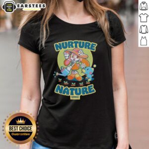 Cute cream rabbit and hedgehog design on Earth Day Chao Garden vintage ladies tee, perfect for eco-friendly fashion.