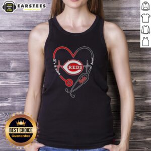 Hot Cincinnati Reds stethoscope heartbeat tank top design, showcasing a unique blend of sports and health themes.