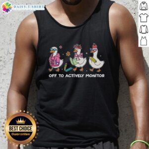 Funny Off to Actively Monitor Silly Goose School Tank Top featuring a whimsical goose design in vibrant colors.