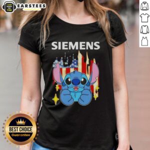 Cute Stitch Like Siemens USA Flag Ladies Tee featuring vibrant colors and stylish design, perfect for patriotic fashion.