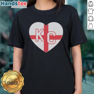 Premium England KC Heart Red Ladies Tee featuring a stylish heart design, perfect for casual wear and fans of England.