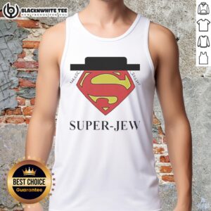 Original Superman Super Jew Tank Top featuring bold graphics and a stylish design for comic book fans.