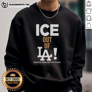 Alt Text: Cozy Los Angeles Dodgers ice-out sweatshirt featuring team logo, perfect for fans during chilly game nights.