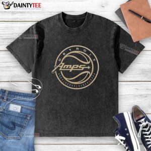 Alt Text: Top Detroit Amps Basketball 3x3 Big3 logo washed t-shirt in gray, perfect for fans and casual wear.