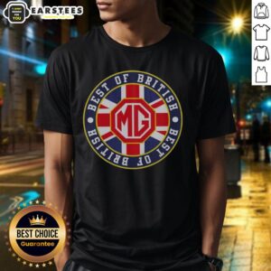 Hot Mg Mg Car Badge Logo on a Best Of British T-Shirt, showcasing classic automotive pride and style.