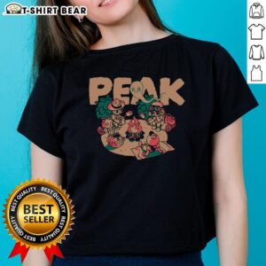 Pretty Peak Happy Campers Ladies Tee featuring a vibrant design for outdoor enthusiasts and camping lovers.