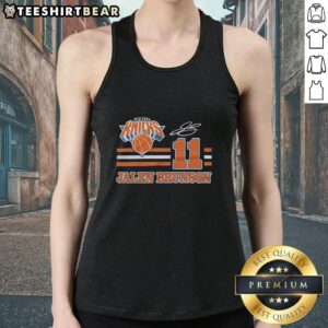 Awesome Knicks Jalen Brunson signature jersey tank top in vibrant blue, showcasing team spirit and player pride.