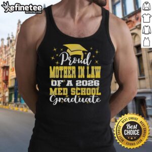 Hot proud mother-in-law of 2026 med school graduate wearing a stylish tank top, celebrating academic achievement.