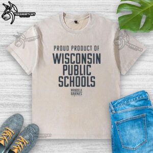 Premium Proud Product of Wisconsin Public School washed t-shirt showcasing vibrant colors and comfortable fit.