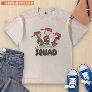 Original Peanuts 3/4 Sleeve Raglan Baseball Squad Washed T-Shirt featuring classic cartoon graphics and comfortable fit.