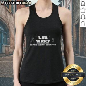 Funny Chemistry Lab Wars tank top featuring 'May The Research Be With You' design, perfect for science enthusiasts.